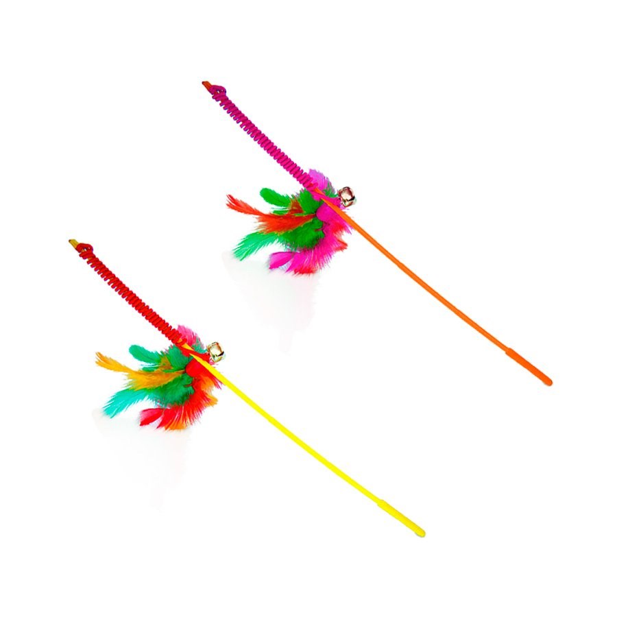 Brinquedo Chalesco Varinha com Pena e Guizo - Cores Sortidas
