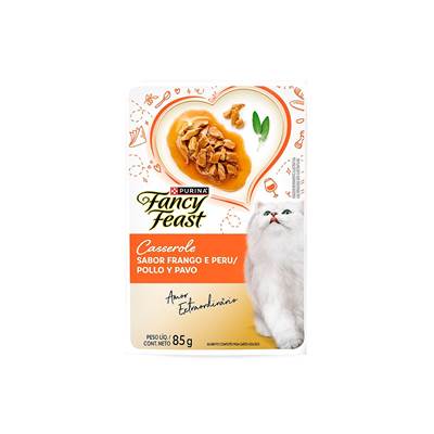 Ração Fancy Feast Sachê para Gatos Adultos sabor Casserole Frango & Peru 85g