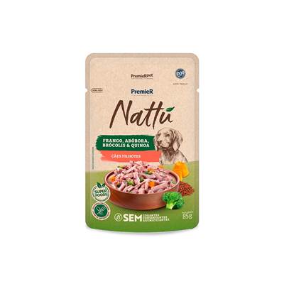Ração Úmida Premier Nattu para Cães Filhotes sabor Frango, Abóbora, Brócolis e Quinoa 85g