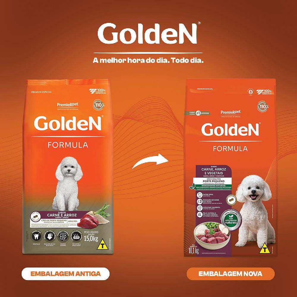 Ração Golden Fórmula para Cães  Adultos de porte Pequeno sabor Carne e Arroz 