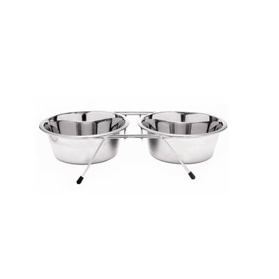 Comedouro The Pets Duplo Suspenso de Inox para Cães e Gatos P