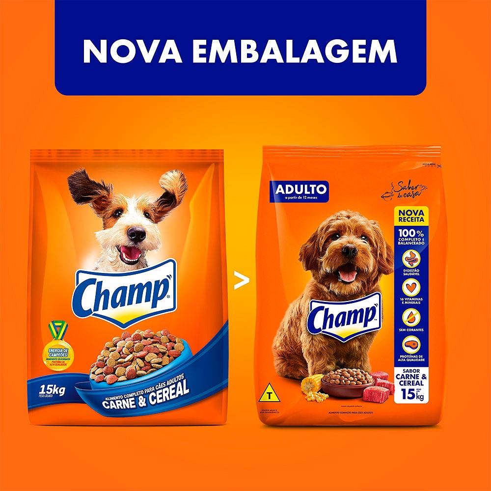 Ração Champ para Cães Adultos sabor Carne e Cereal