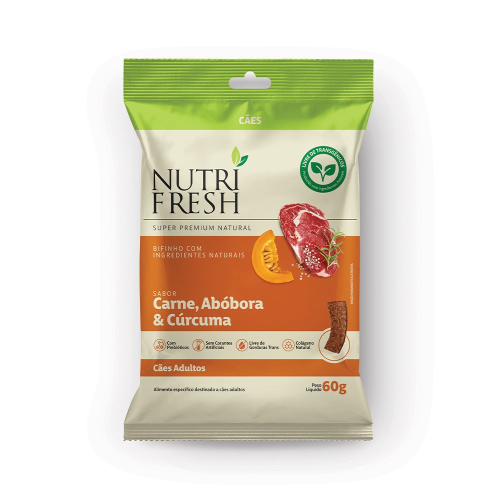 Bifinho Nutrifresh Natural Sabor Carne, Abóbora e Cúrcuma para Cães Adultos