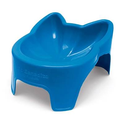 Comedouro Alto de Plástico para Gatos São Benedito Pet Azul 
