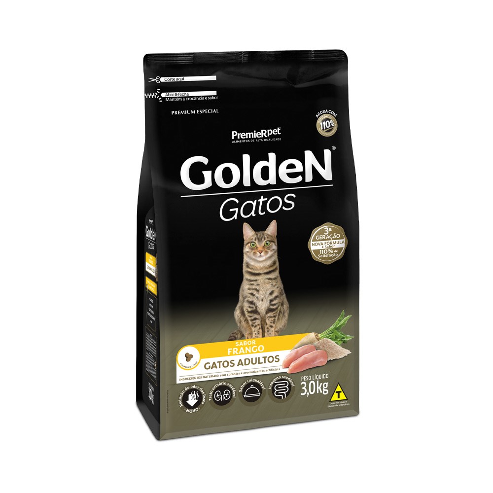 Ração Golden Gatos Adultos sabor Frango 