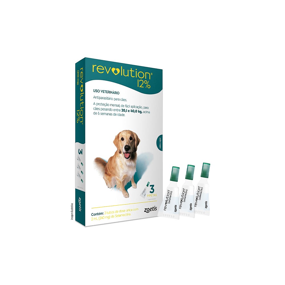Antipulgas Revolution Zoetis 12% 2,0 ml para Cães de 20kg a 40kg