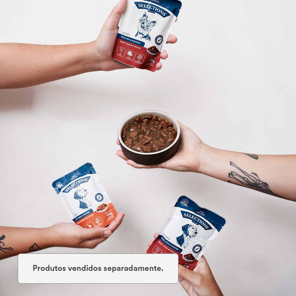 Ração Úmida Selections For Pets para Cães Filhotes de Porte Pequeno e Mini Sabor Carne ao Molho