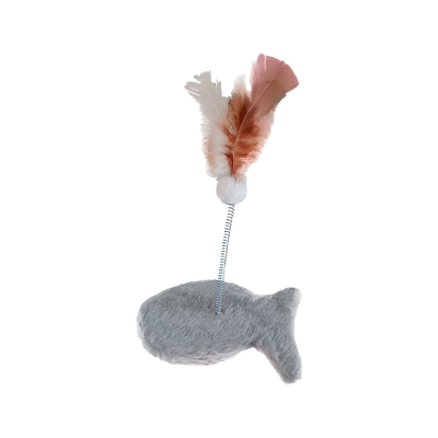 Brinquedo Arranhador Hello Pet Peixe Pelúcia Cinza para Gatos U
