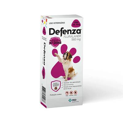 Antipulgas e Carrapatos Defenza para Cães de 40kg a 56kg - 560mg 1 comprimido