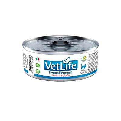 Ração Úmida Farmina Vet Life Hypoallergenic Pork & Potato para Gatos Adultos 85g