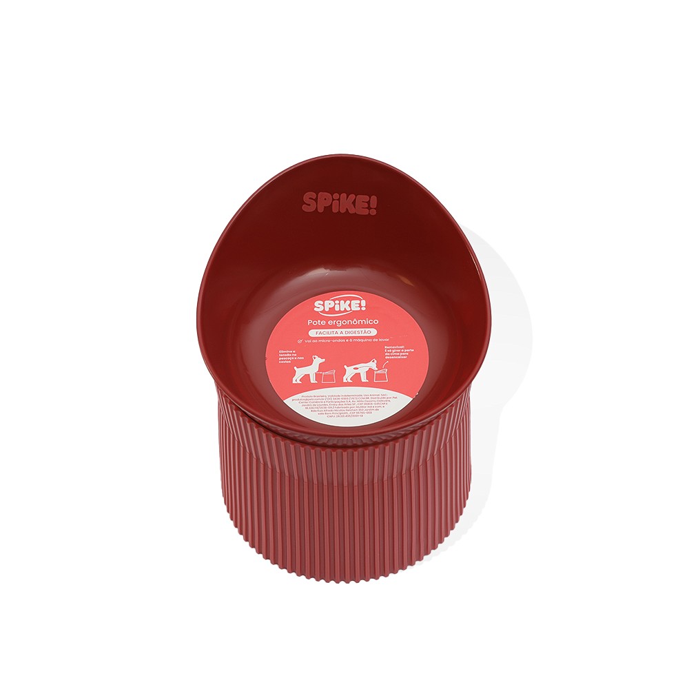 Comedouro Ergonômico Spike Vermelho para Cães