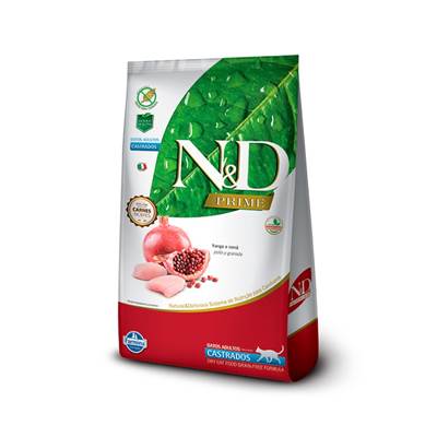 Ração N&D Prime para Gatos Adultos Castrados sabor Frango & Romã 0,4kg