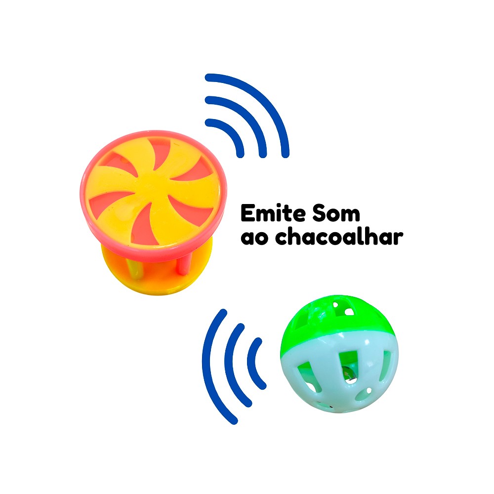 Brinquedo Chalesco para Gatos - Rato, Bola e Sininho 
