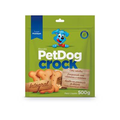 Biscoito Pet Dog Crock Integral para Cães 500g