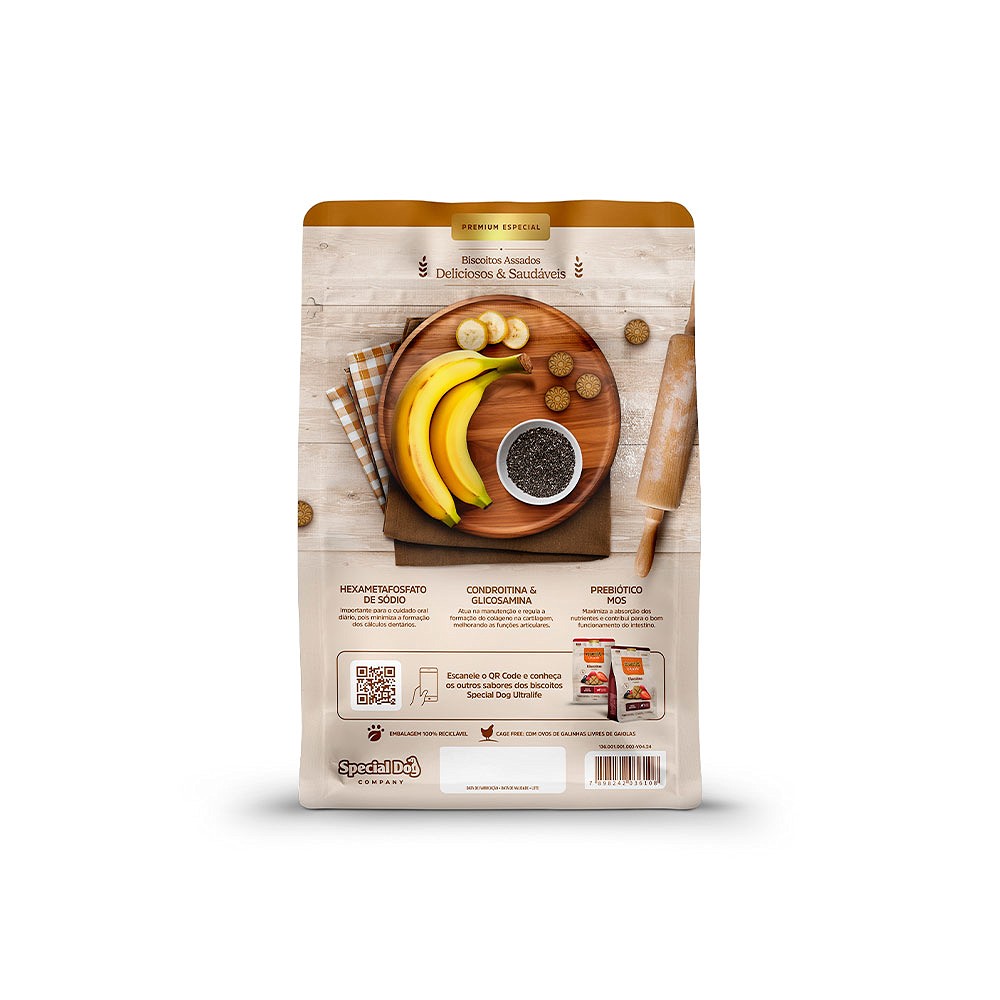 Biscoito Special Dog Ultralife para Cães Adultos Sabor Banana e Chia