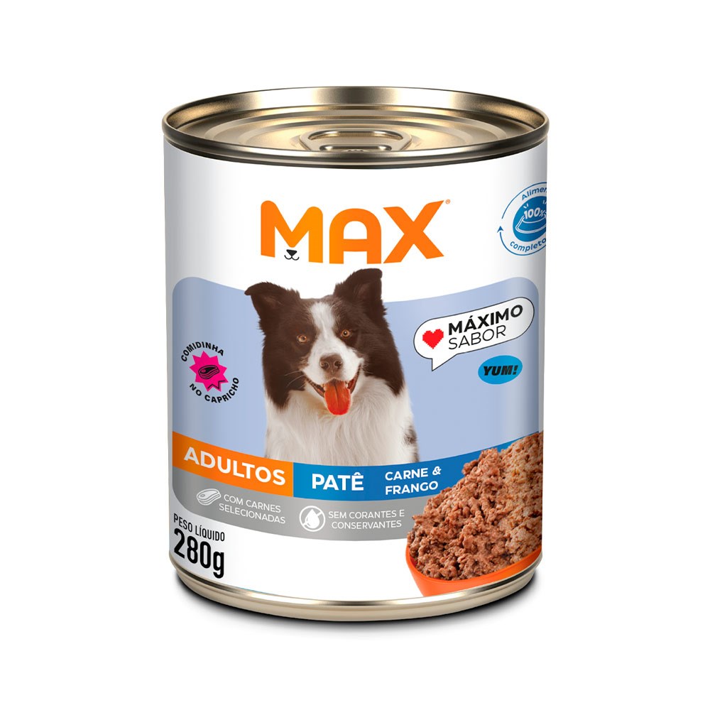 Ração Úmida Patê Max Cães Adultos sabor Carne e Frango