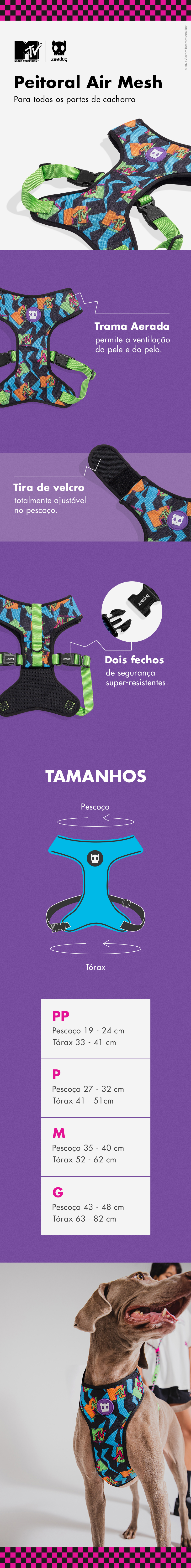 Peitoral para Cachorros Air Mesh Ajustável MTV