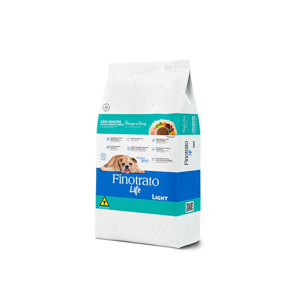 Ração Finotrato Life Light para Cães Adultos de Porte Pequeno e Médio sabor Frango e Arroz