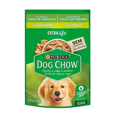 Ração Dog Chow Sachê para Cães Filhotes de Todos os Tamanhos sabor Frango e Arroz 100g