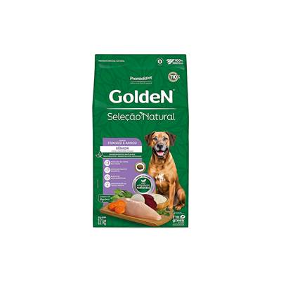 Ração Golden Seleção Natural para Cães Sênior de Porte Médio e Grande Sabor Frango e Arroz