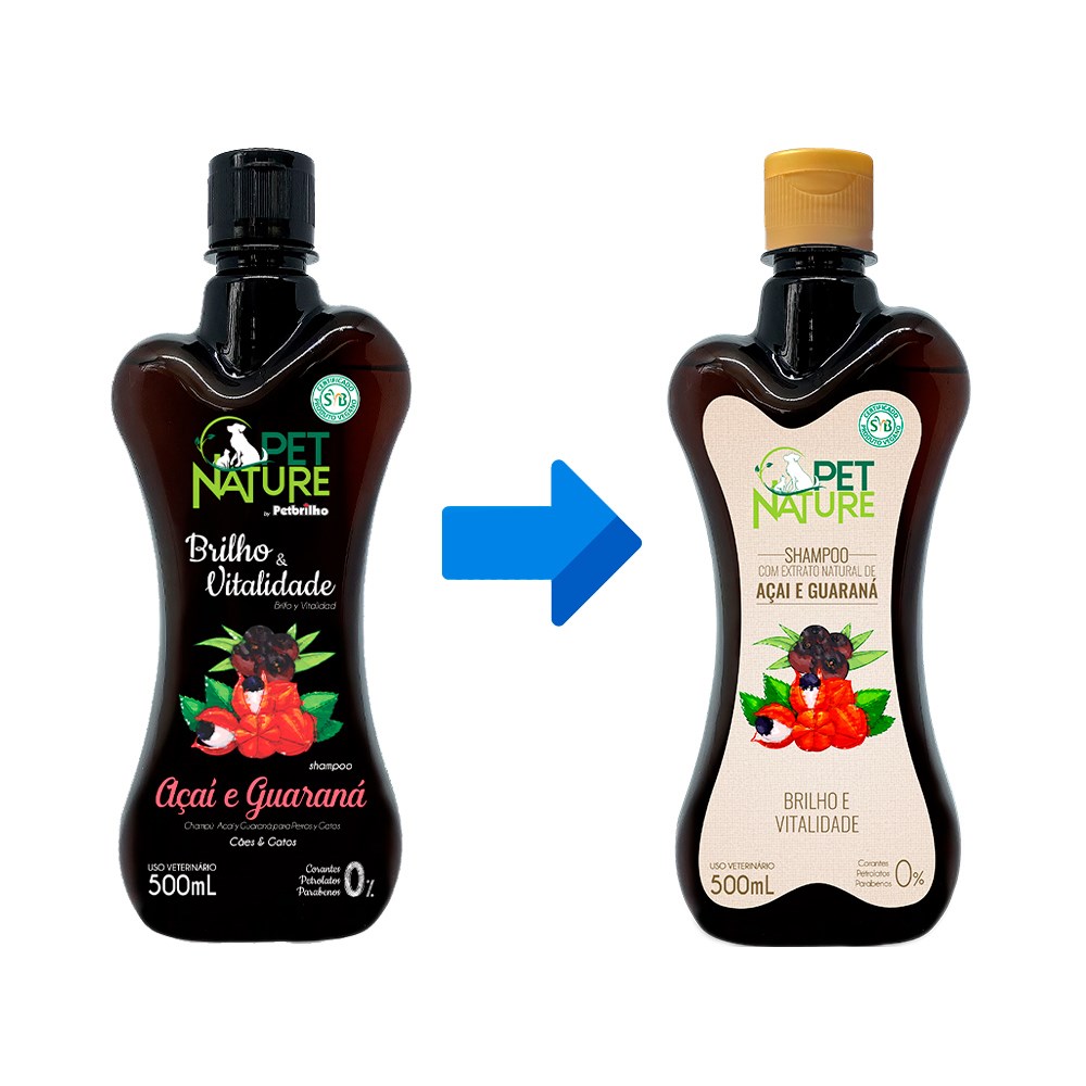 Shampoo Pet Nature Petbrilho Vegano Vitalidade e Brilho Açai e Guaraná para Cães
