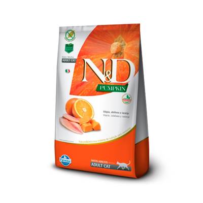 Ração N&D Pumpkin para Gatos Adultos sabor Tilápia, Abóbora & Laranja 0,4kg
