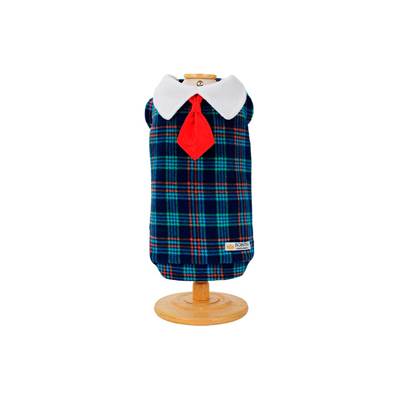 Blusa Bonito pra Cachorro S Colegial Xadrez Azul Marinho para Cães M