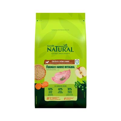 Ração Guabi Natural para Cães Sênior Raças Médias e Grandes sabor Frango e Arroz 12kg