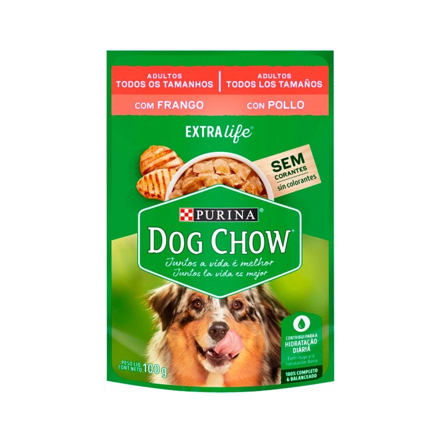 Ração Dog Chow Sachê para Cães Adultos de Todos os Tamanhos Sabor Frango e Arroz