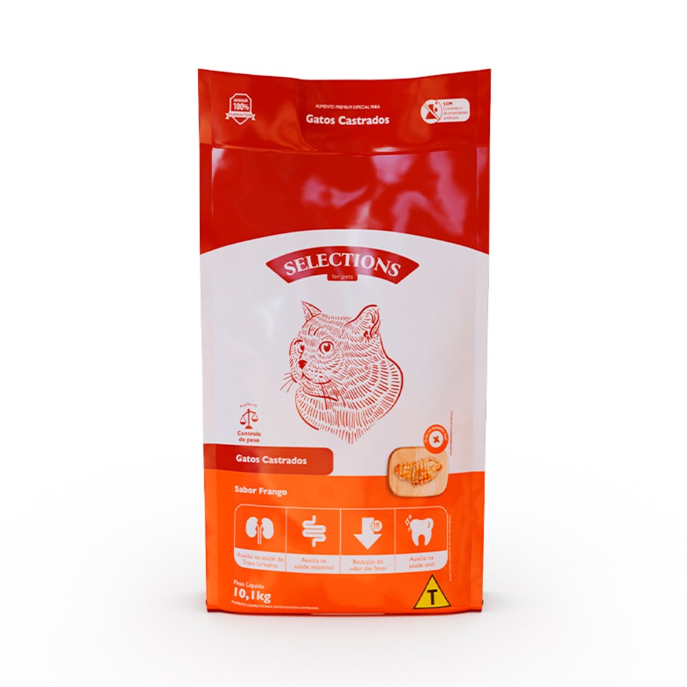 Ração Selections For Pet para Gatos Adultos Castrados sabor Frango