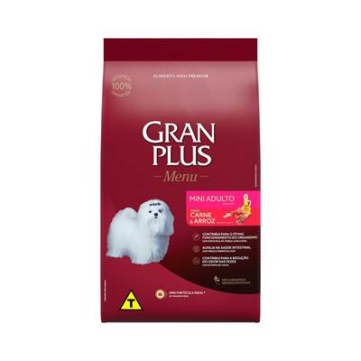 Ração Granplus Menu para Cães Adultos Porte Mini sabor Carne & Arroz 3kg
