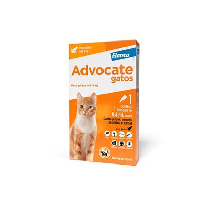 Antipulgas e Endectocida Advocate 0,4ml para Gatos até 4kg 1 pipeta
