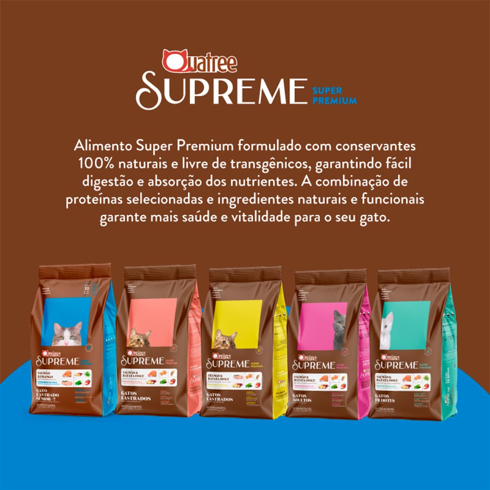 Ração Quatree Supreme para Gatos Sênior +7 Sabor Salmão e Frango