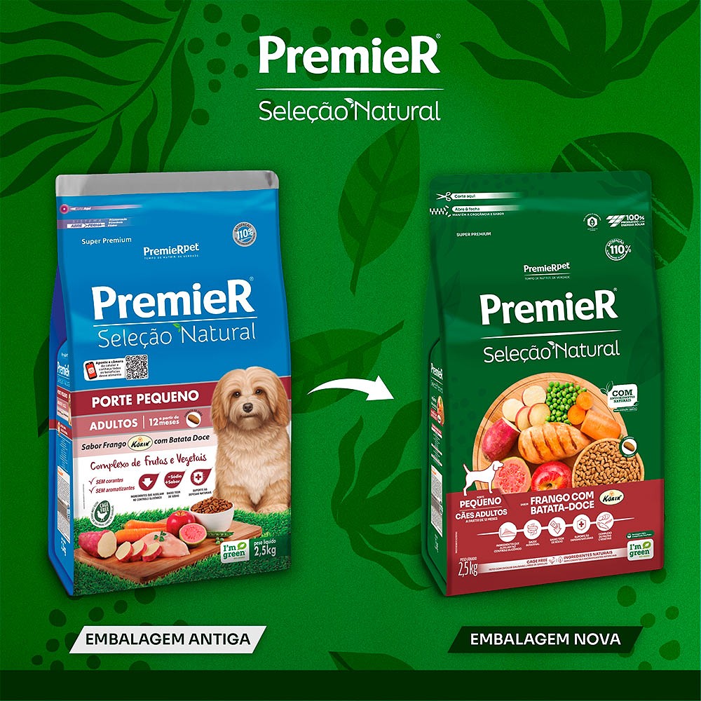 Ração Premier Seleção Natural para Cães Adultos Raças Pequenas sabor Frango & Batata Doce 
