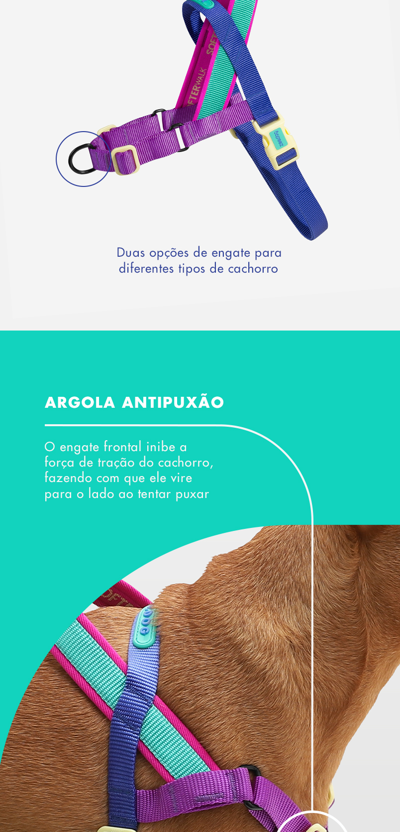 Peitoral Antipuxão SofterWalk para Cachorros Shockwave
