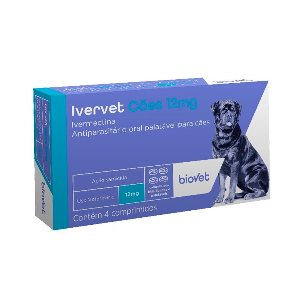 Antiparasitário Biovet Ivervet 12mg para Cães até 60kg