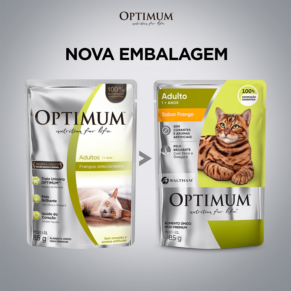 Ração Optimum Sachê para Gatos Adultos sabor Frango