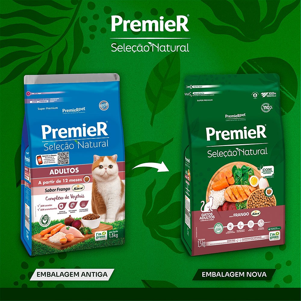 Ração Premier Seleção Natural para Gatos Adultos sabor Frango 