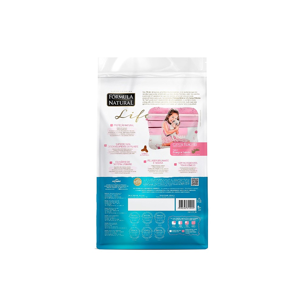 Ração Fórmula Natural Life para Gatos Filhote Sabor Frango e Salmão