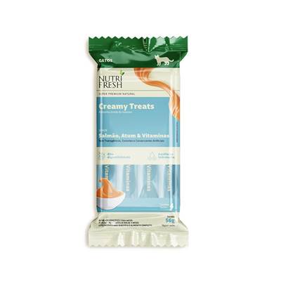 Petisco Cremoso Nutrifresh Creamy Treats para Gatos sabor Salmão, Atum e Vitaminas 56g