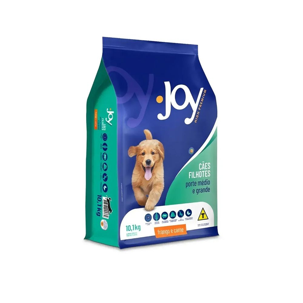 Ração Joy High Premium Cães Filhotes Raças Médias e Grandes Frango e Carne