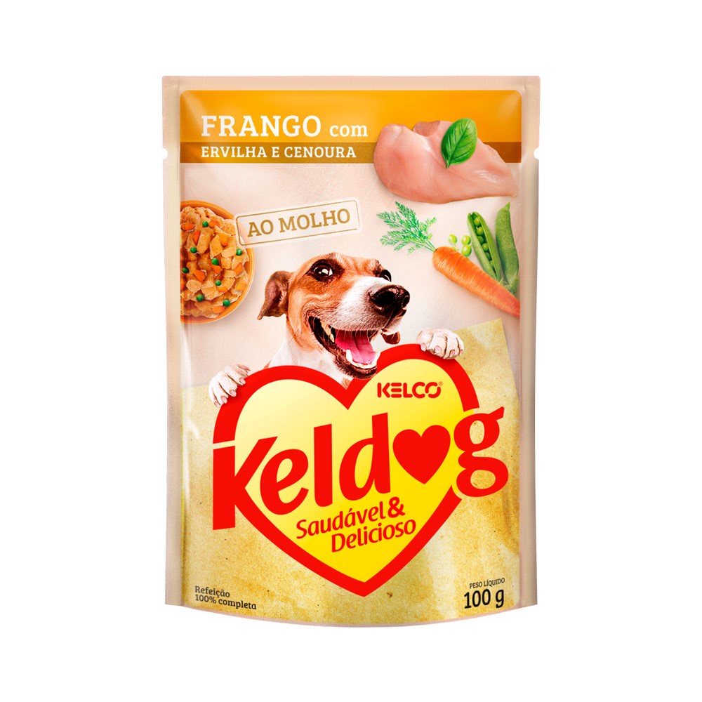 Keldog Sachê sabor Frango, Ervilha e Cenoura para Cães Adultos