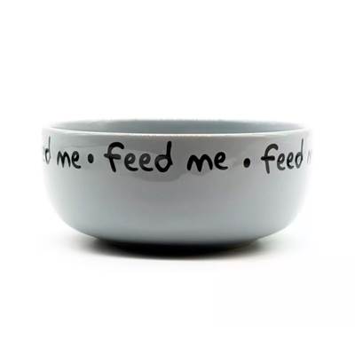 Comedouro Pet Injet Cerâmica Feed Me Cinza para Cães 190ml