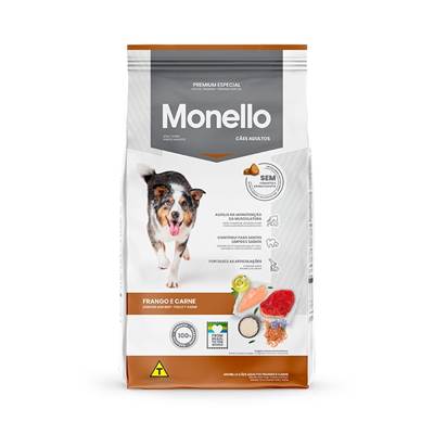 Ração Monello para Cães Adultos de Porte Médio e Grande Sabor Frango e Carne 15kg