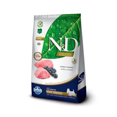 Ração N&D Prime para Cães Adultos de Pequeno Porte sabor Cordeiro & Blueberry 10,1kg
