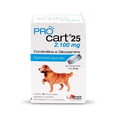 Suplemento Pro Cart 25 - Condroitina e Glicosamina para Cães 60 comprimidos