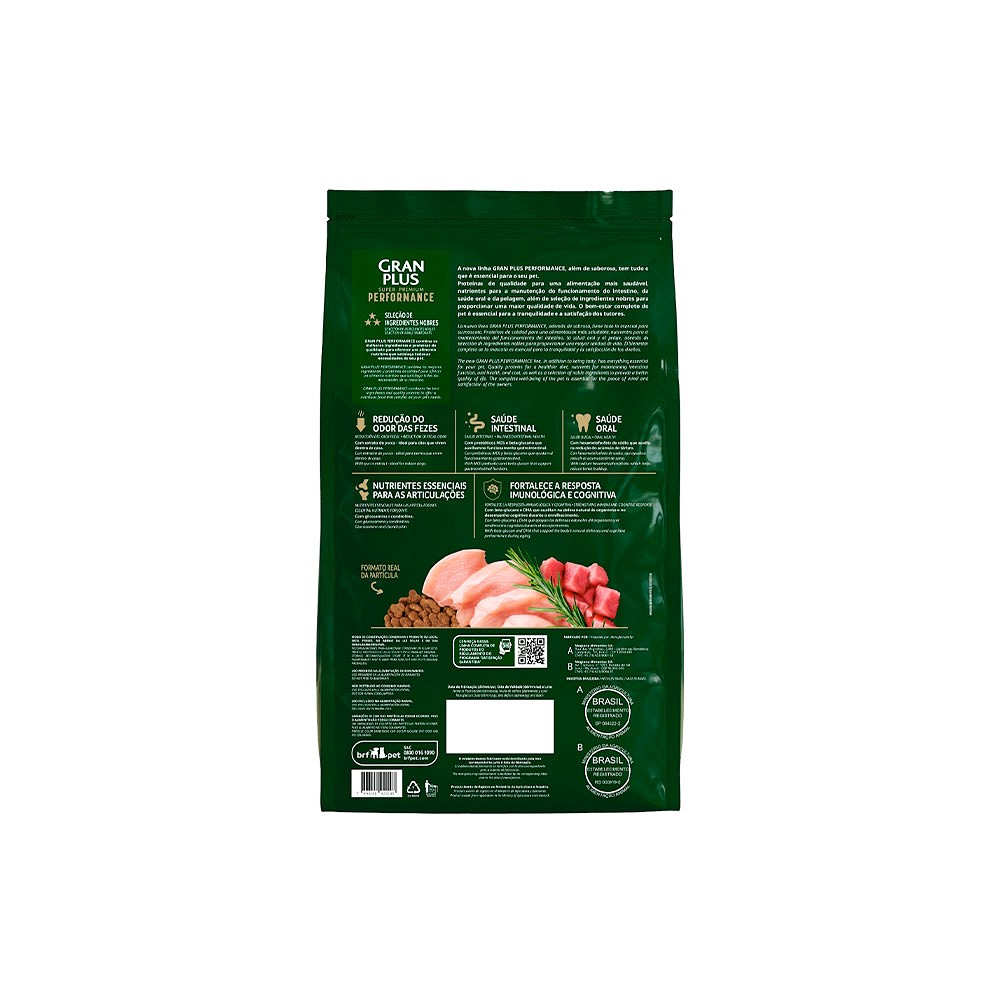 Ração GranPlus Performance para Cães Seniores de Todos os Portes Sabor Frango e Peru