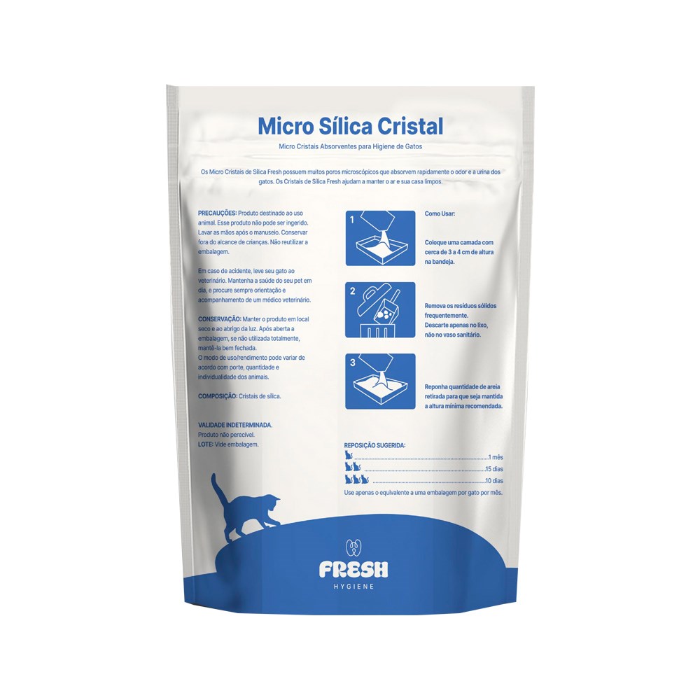 Areia Higiênica Fresh Micro Sílica Cristal para Gatos
