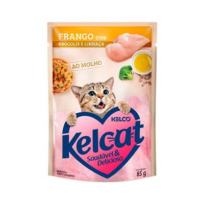 Kelcat Sachê sabor Frango, Brócolis e Linhaça para Gatos Adultos 85g