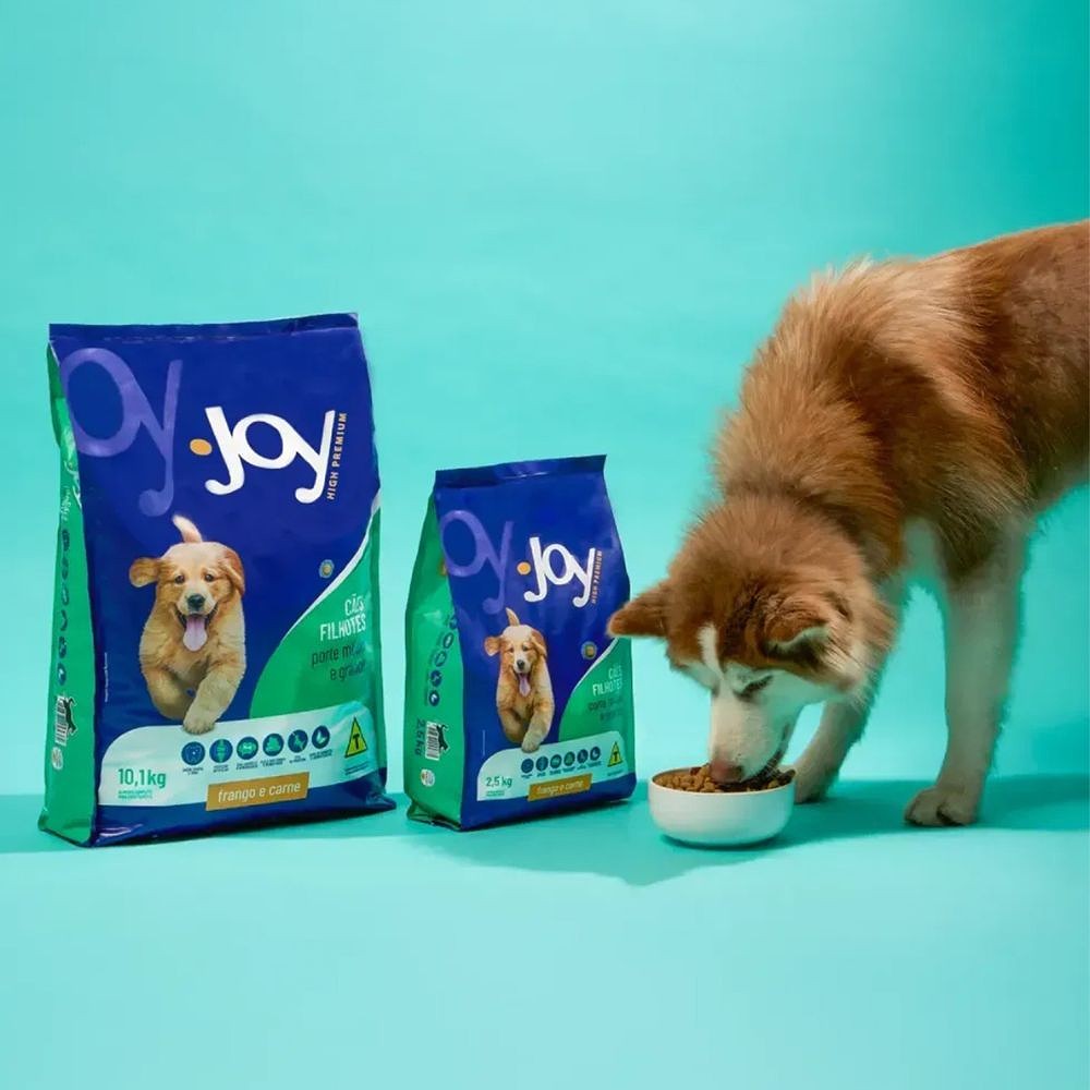 Ração Joy High Premium Cães Filhotes Raças Médias e Grandes Frango e Carne